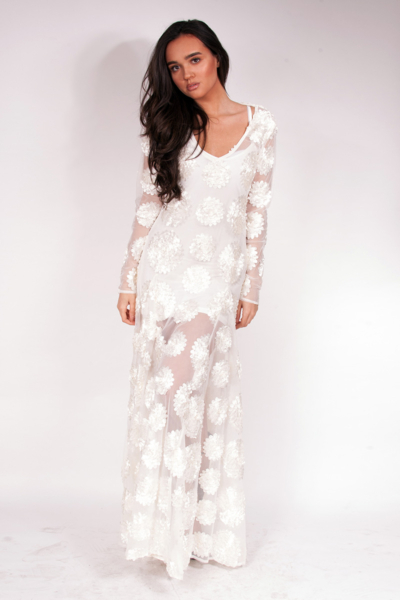 Flower Child Dress Maxi Ivory