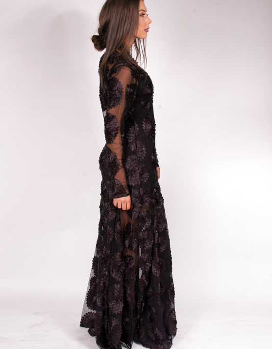 Flower Child Dress Maxi Black