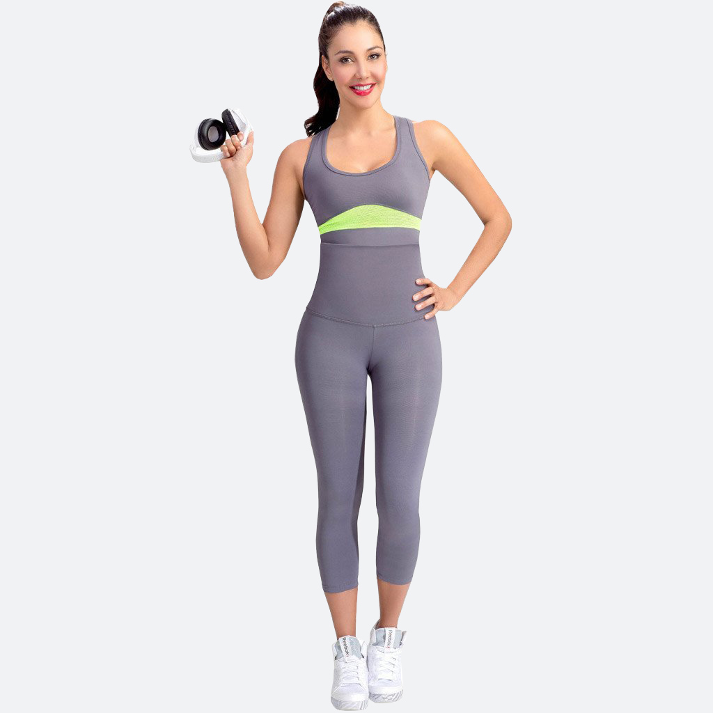 WONDERFIT ACTIVEWEAR CAPRI LEGGINGS, Grey, Mid-Rise